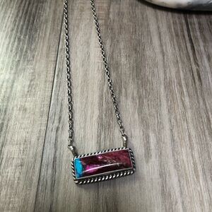 Pink Mojave Turquoise Sterling Silver Necklace 17”